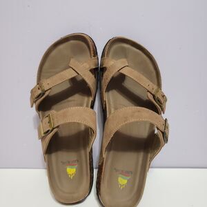 Aloha Island Brown Women's Footbed Slip On Sandals Sz 10